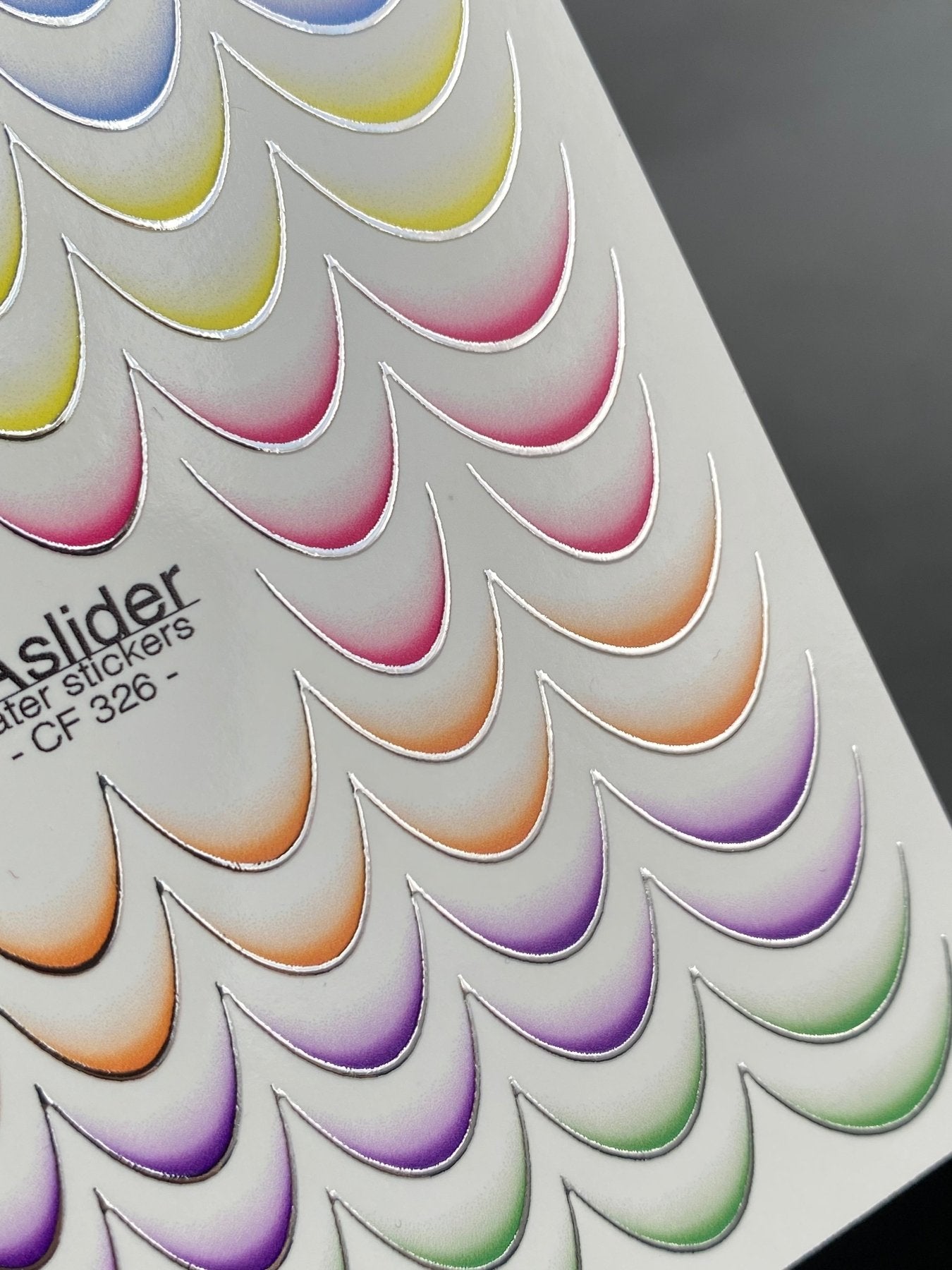 Nail Water Decal CF-326 | French Water Slide Nail Decals | Multicolor Gradient Tips - UASLIDER