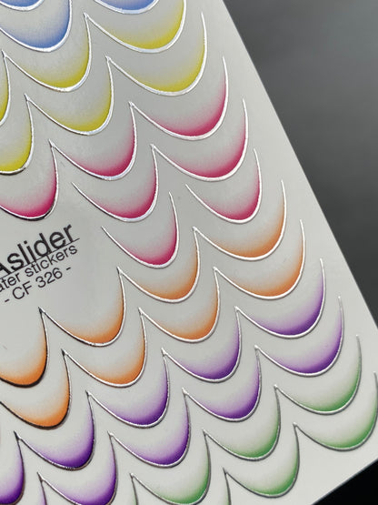 네일 워터 데칼 CF-326 | 프렌치 워터 슬라이드 네일 데칼 | 다색 그라데이션 팁