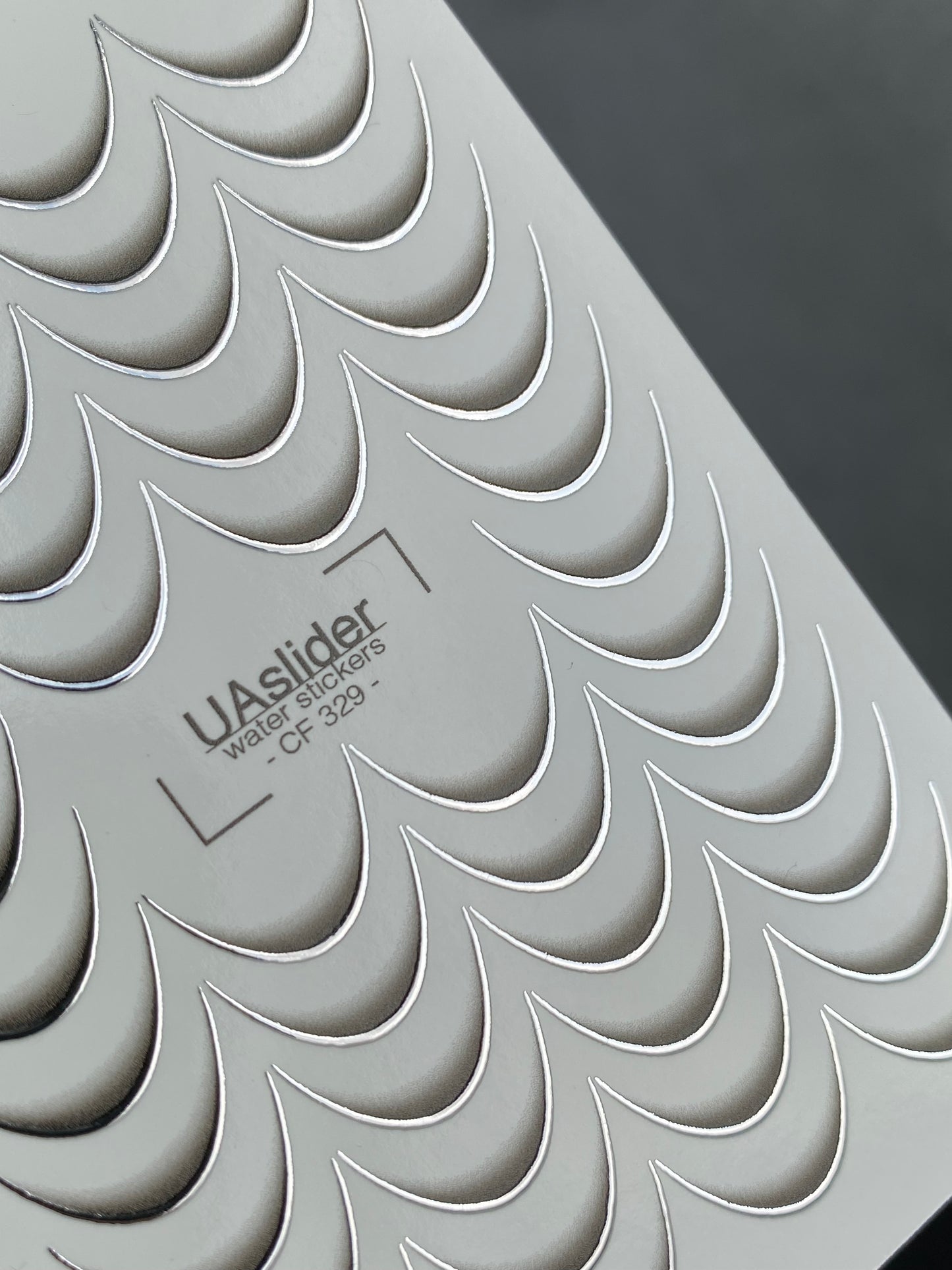 Nagel Wasserabziehbild CF-329 | Französische Wasserfolien Nagelabziehbilder | Schwarz und Silber Farbverlauf Spitzen