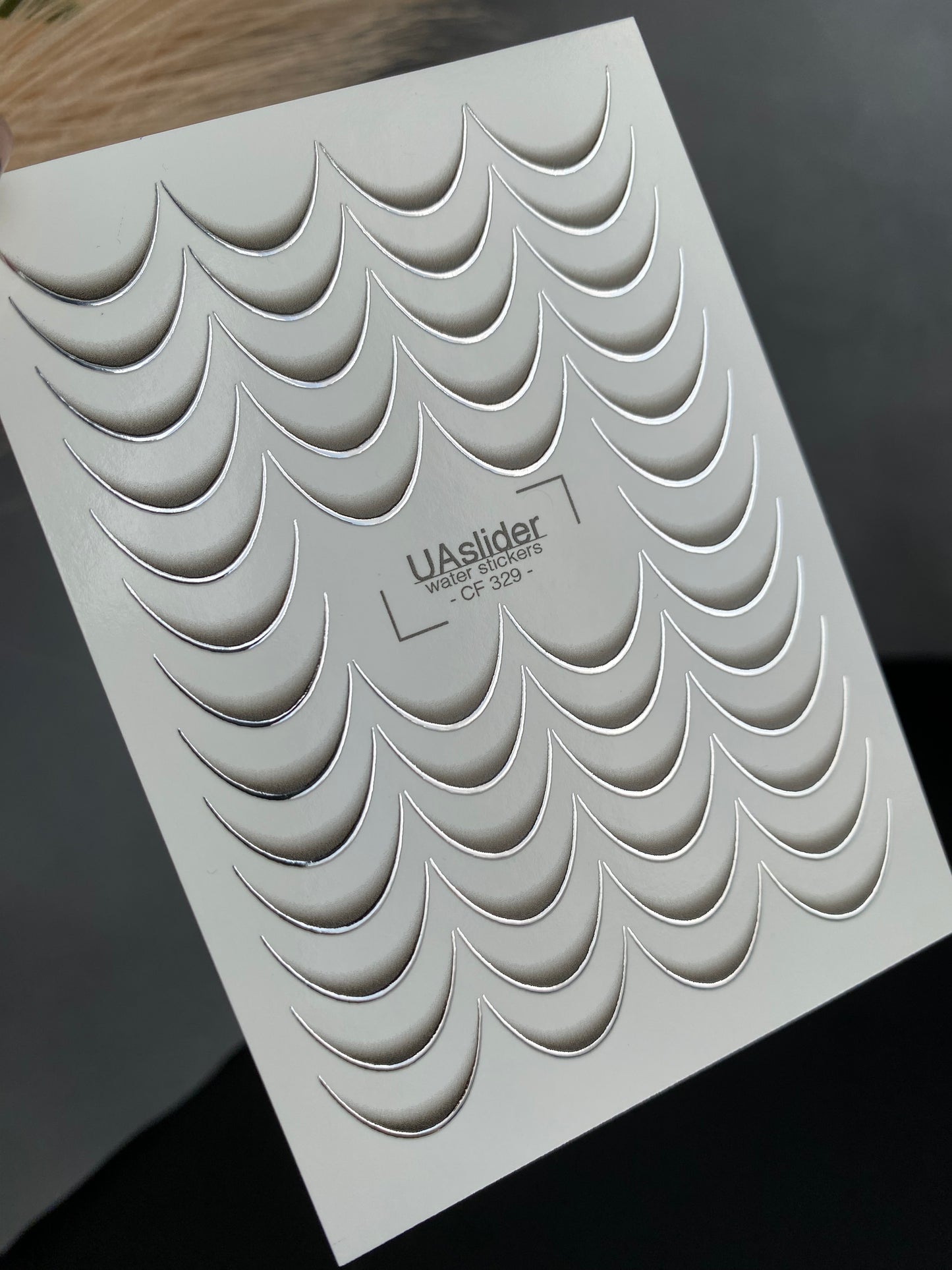 Nagel Wasserabziehbild CF-329 | Französische Wasserfolien Nagelabziehbilder | Schwarz und Silber Farbverlauf Spitzen