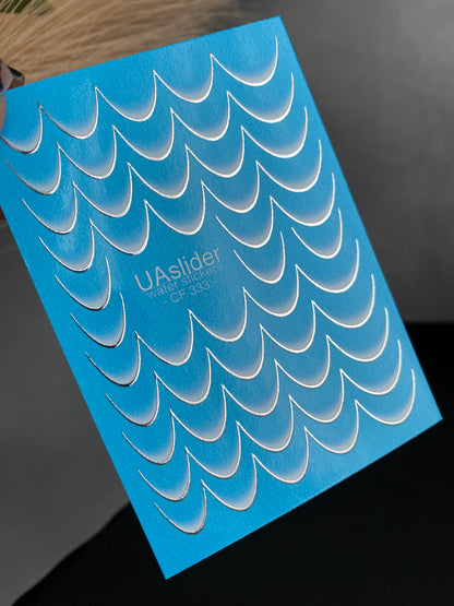 Naklejka na paznokcie wodna CF-333 | Francuskie wodne naklejki do paznokci | Niebieski gradient z srebrnym obrysem