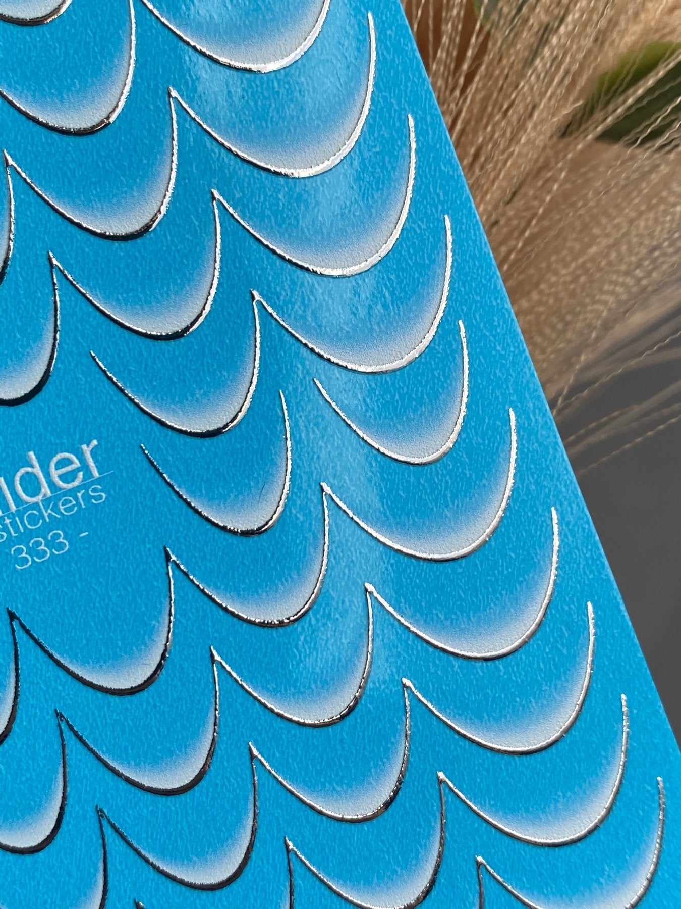 Nail Water Decal CF-333 | French Water Slide Nail Decals | Blue Gradient with Silver Outline - UASLIDER