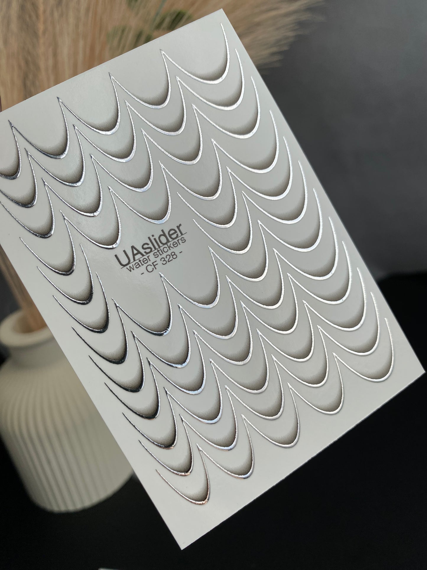 Nagel Wasserabziehbild CF-328 | Französische Wasserfolien-Nagelabziehbilder | Nude Farbverlauf mit Silberner Umrandung