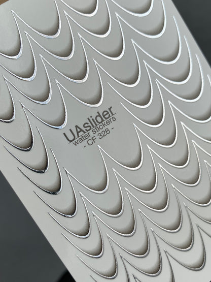 Nagel Wasserabziehbild CF-328 | Französische Wasserfolien-Nagelabziehbilder | Nude Farbverlauf mit Silberner Umrandung