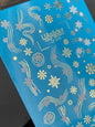 Nail Water Decal CF-015 | Winter Water Slide Nail Decals, Silver Snowflakes and Gold Foil Shooting Stars