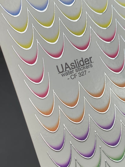 Naklejki na paznokcie wodne CF-327 | Francuskie wodne naklejki do paznokci | Tęczowe ombre francuskie końcówki