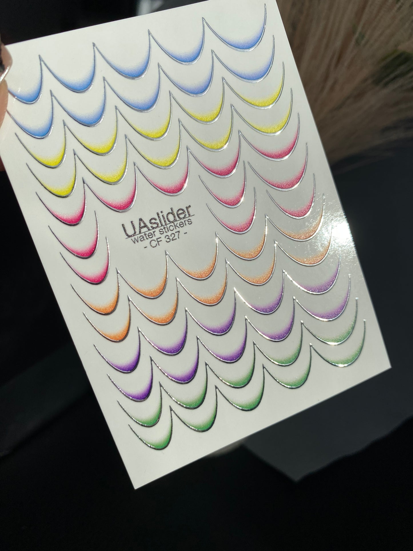 Naklejki na paznokcie wodne CF-327 | Francuskie wodne naklejki do paznokci | Tęczowe ombre francuskie końcówki