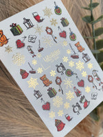 Nail Water Decal CF-009 | Christmas Water Slide Nail Decals, Holiday Toys, Gifts and Gold Foil Snowflakes - UASLIDER