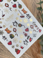 Nail Water Decal CF-009 | Christmas Water Slide Nail Decals, Holiday Toys, Gifts and Gold Foil Snowflakes - UASLIDER