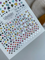 Nail Water Decal CF-497 | Colorful Hearts Nail Water Decals with Gold Foil | Love Themed Nail Stickers - UASLIDER
