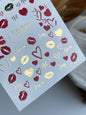 Nail Water Decal CF-485 | Lip Kiss & Heart Nail Water Decals | Sexy Valentine’s Design