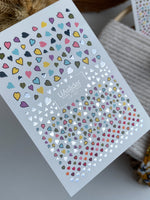 Nail Water Decal CF-497 | Colorful Hearts Nail Water Decals with Gold Foil | Love Themed Nail Stickers - UASLIDER