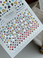 Nail Water Decal CF-497 | Colorful Hearts Nail Water Decals with Gold Foil | Love Themed Nail Stickers - UASLIDER