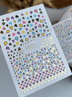 Nail Water Decal CF-497 | Colorful Hearts Nail Water Decals with Gold Foil | Love Themed Nail Stickers - UASLIDER