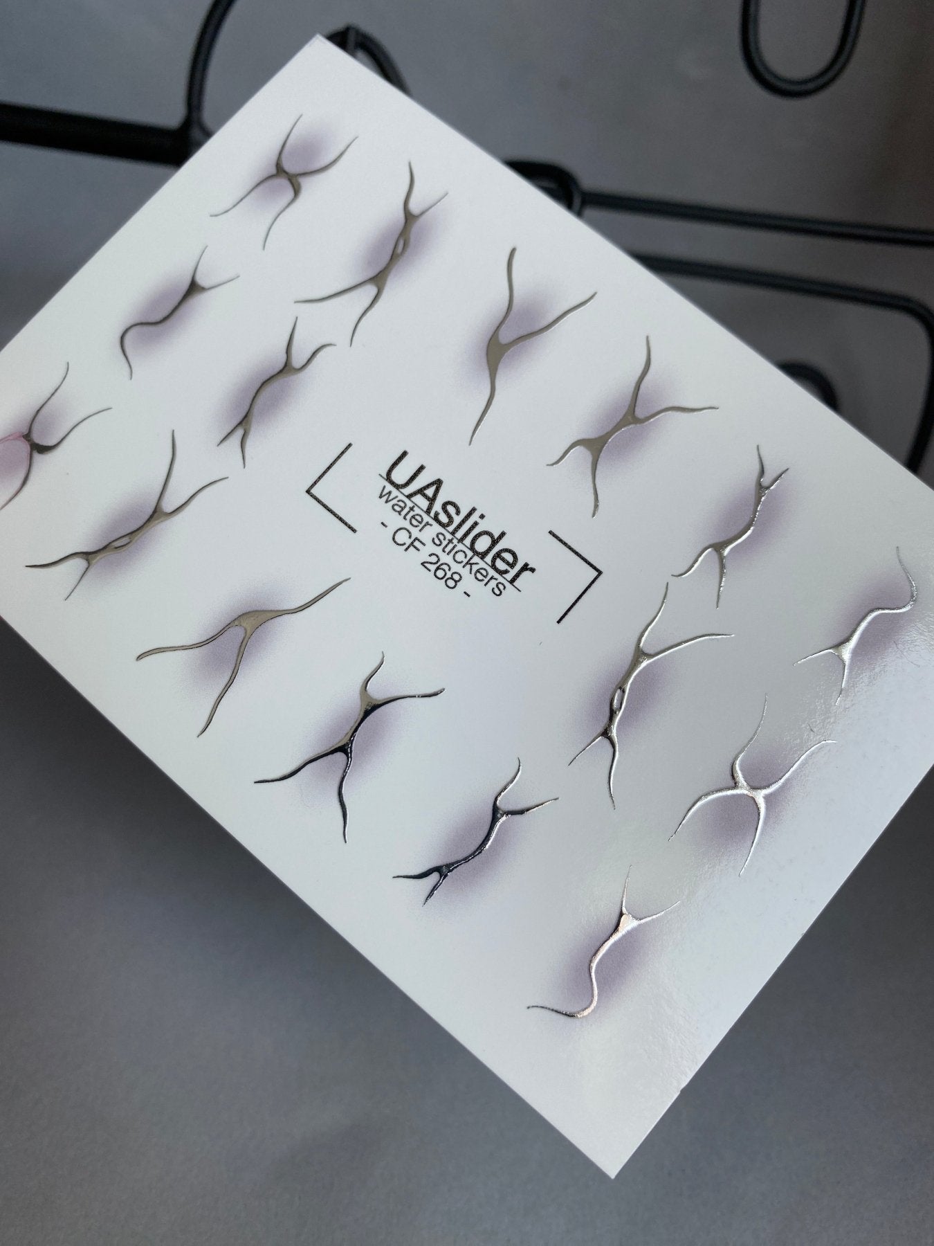 Nail Water Decal CF-268 | Abstract Water Slide Nail Decals | Black & Silver Wave Silhouettes - UASLIDER