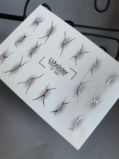 Nail Water Decal CF-268 | Abstract Water Slide Nail Decals | Black & Silver Wave Silhouettes