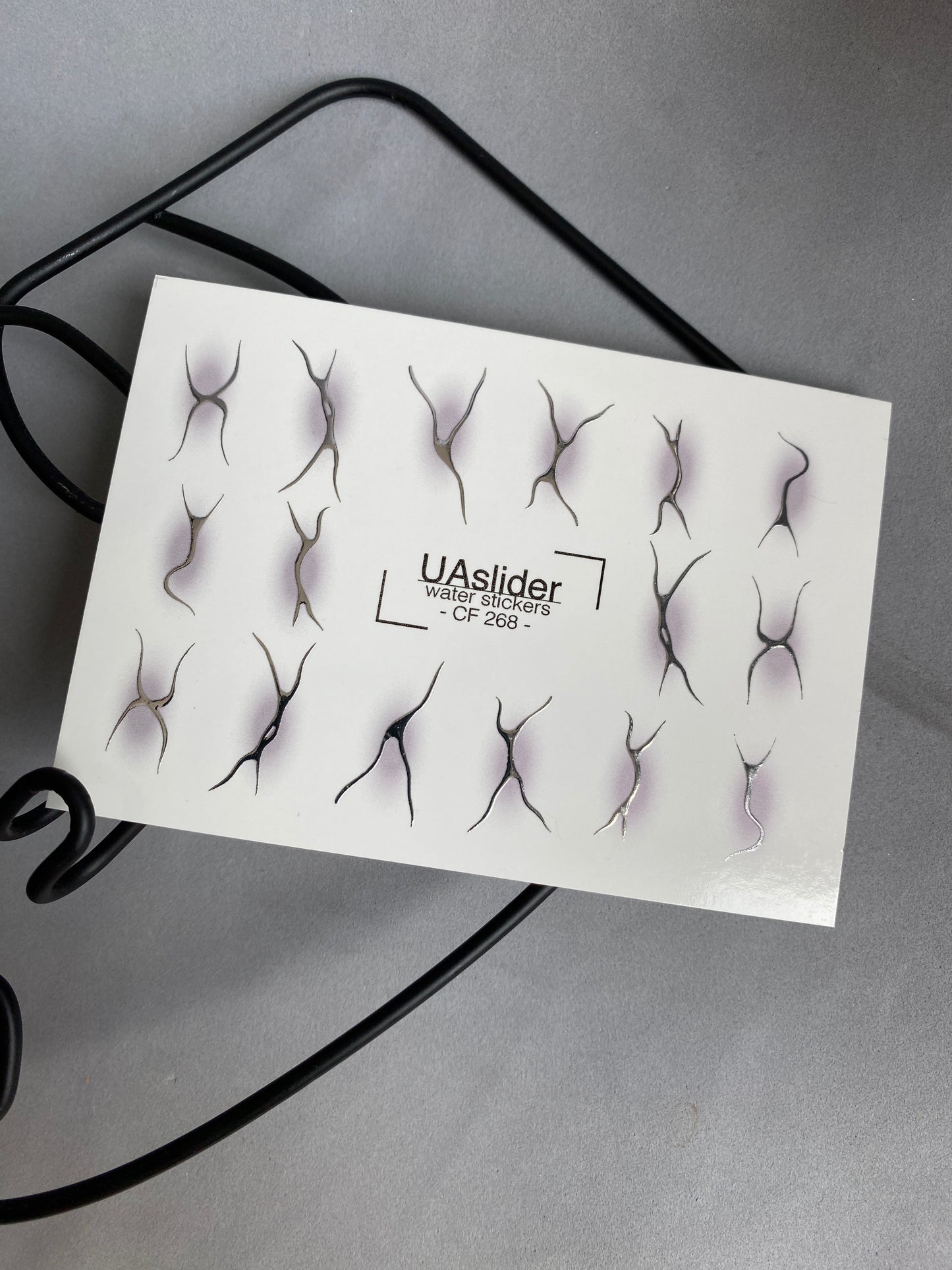 Nail Water Decal CF-268 | Abstract Water Slide Nail Decals | Black & Silver Wave Silhouettes