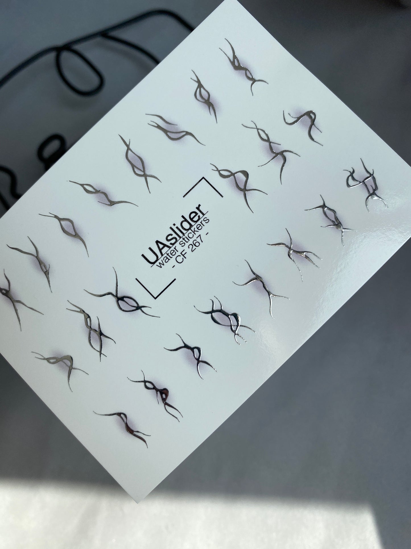 Nail Water Decal CF-267 | Abstract Water Slide Nail Decals | Black & Silver Wave Silhouettes