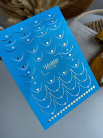 Nail Water Decal CF-486 | Blue French Nail Water Decals with Golden Hearts | Romantic Design - UASLIDER