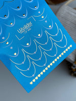 Nail Water Decal CF-486 | Blue French Nail Water Decals with Golden Hearts | Romantic Design - UASLIDER