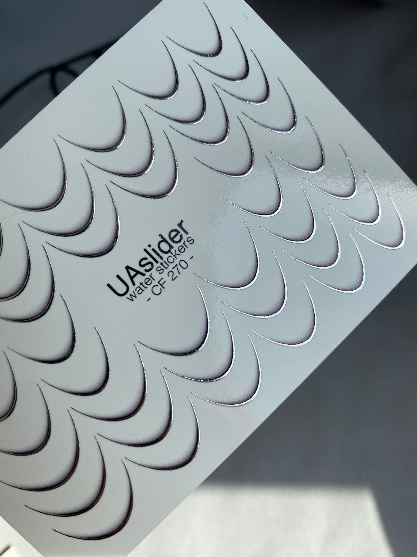 Nail Water Decal CF-270 | French Water Slide Nail Decals | Silver Curved Lines for French Tips - UASLIDER