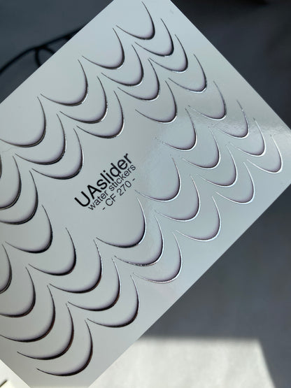 Nail Water Decal CF-270 | French Water Slide Nail Decals | Silver Curved Lines for French Tips