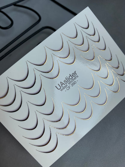 Nail Water Decal CF-260 | French Water Slide Nail Decals | Gold Curved Lines for French Tips