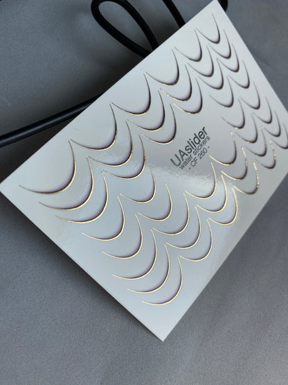 Nail Water Decal CF-260 | French Water Slide Nail Decals | Gold Curved Lines for French Tips