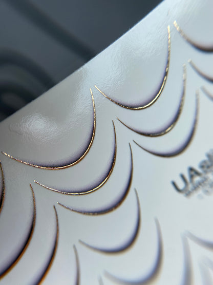 Nail Water Decal CF-260 | French Water Slide Nail Decals | Gold Curved Lines for French Tips