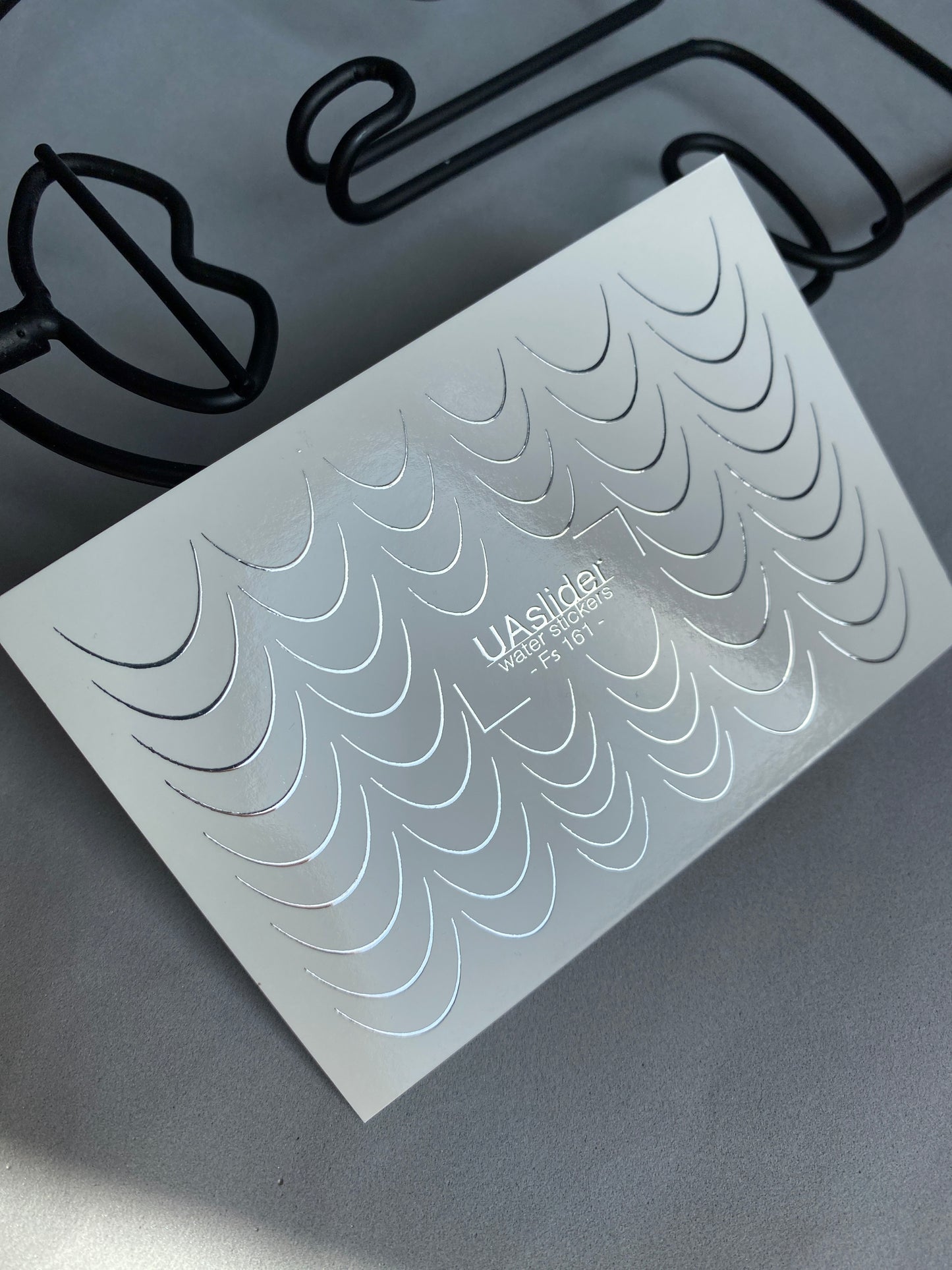 Nail Water Decal Fs-161 | Water Slide Nail Decals French | Silver Curve Lines