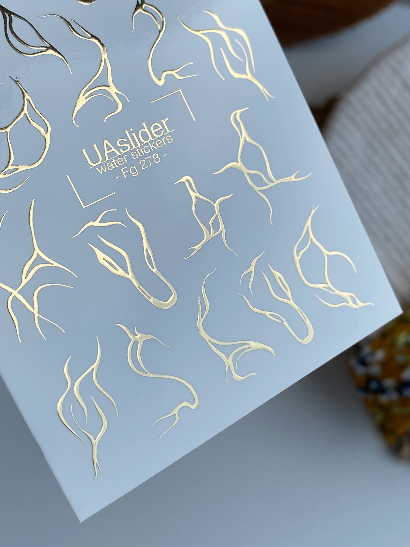 ملصق أظافر مائي Fg-278 | ملصقات أظافر انزلاق مائي | لهب تجريدي من ورق الذهب