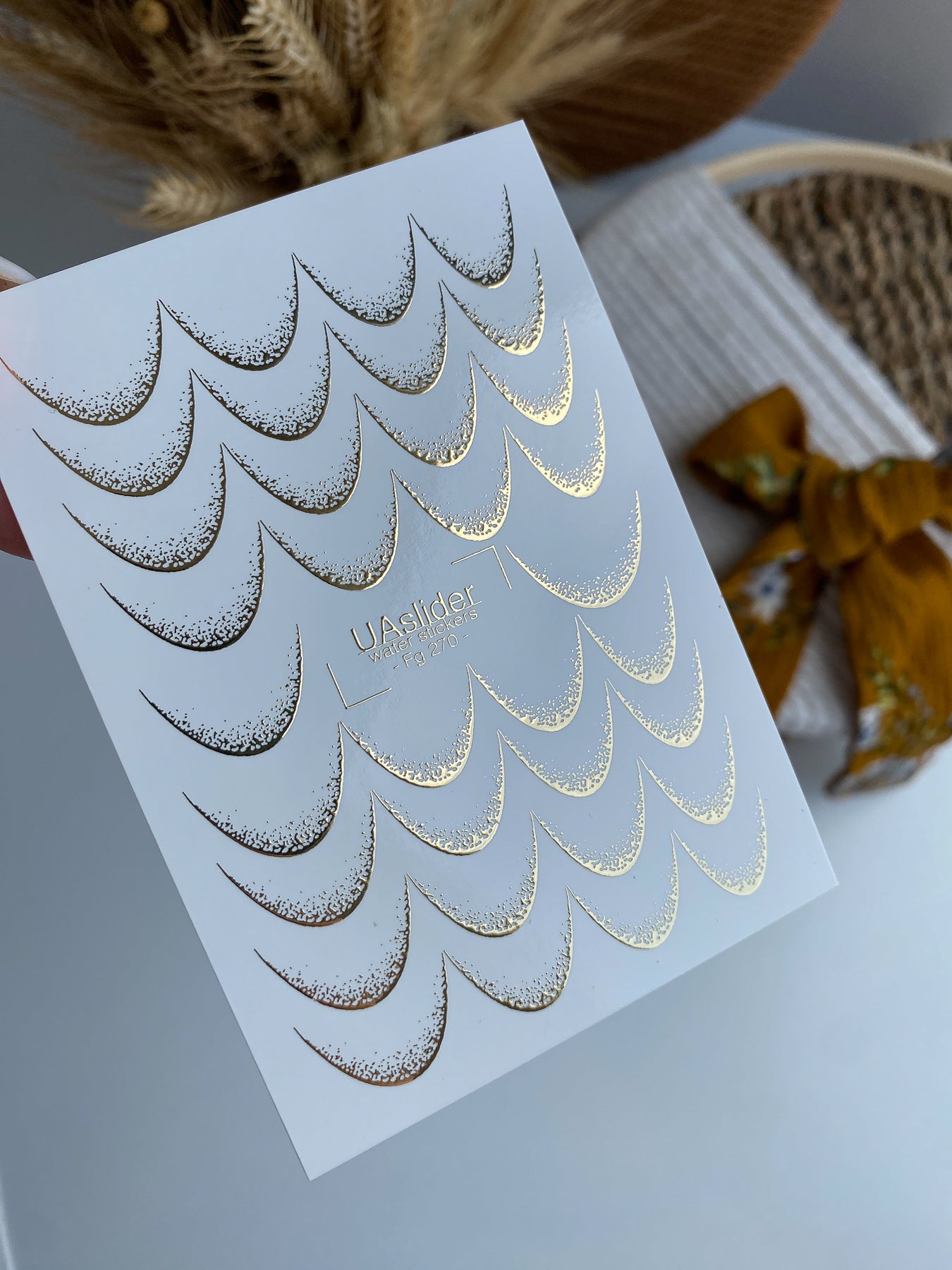 Nail Water Decal Fg-270 | French Water Slide Nail Decals | Gold Foil Ombre Lines