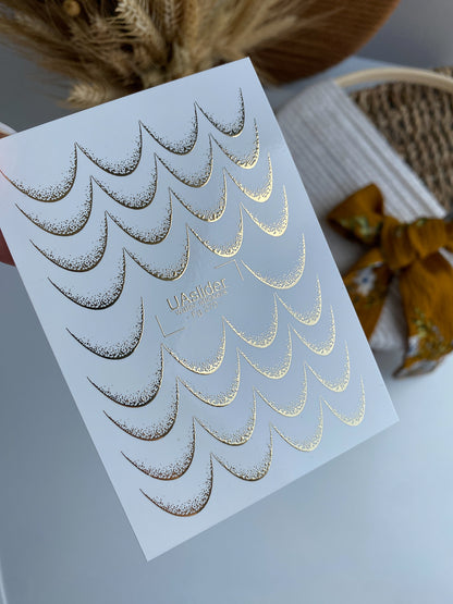 Nail Water Decal Fg-270 | French Water Slide Nail Decals | Gold Foil Ombre Lines