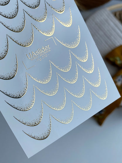 Nail Water Decal Fg-270 | French Water Slide Nail Decals | Gold Foil Ombre Lines