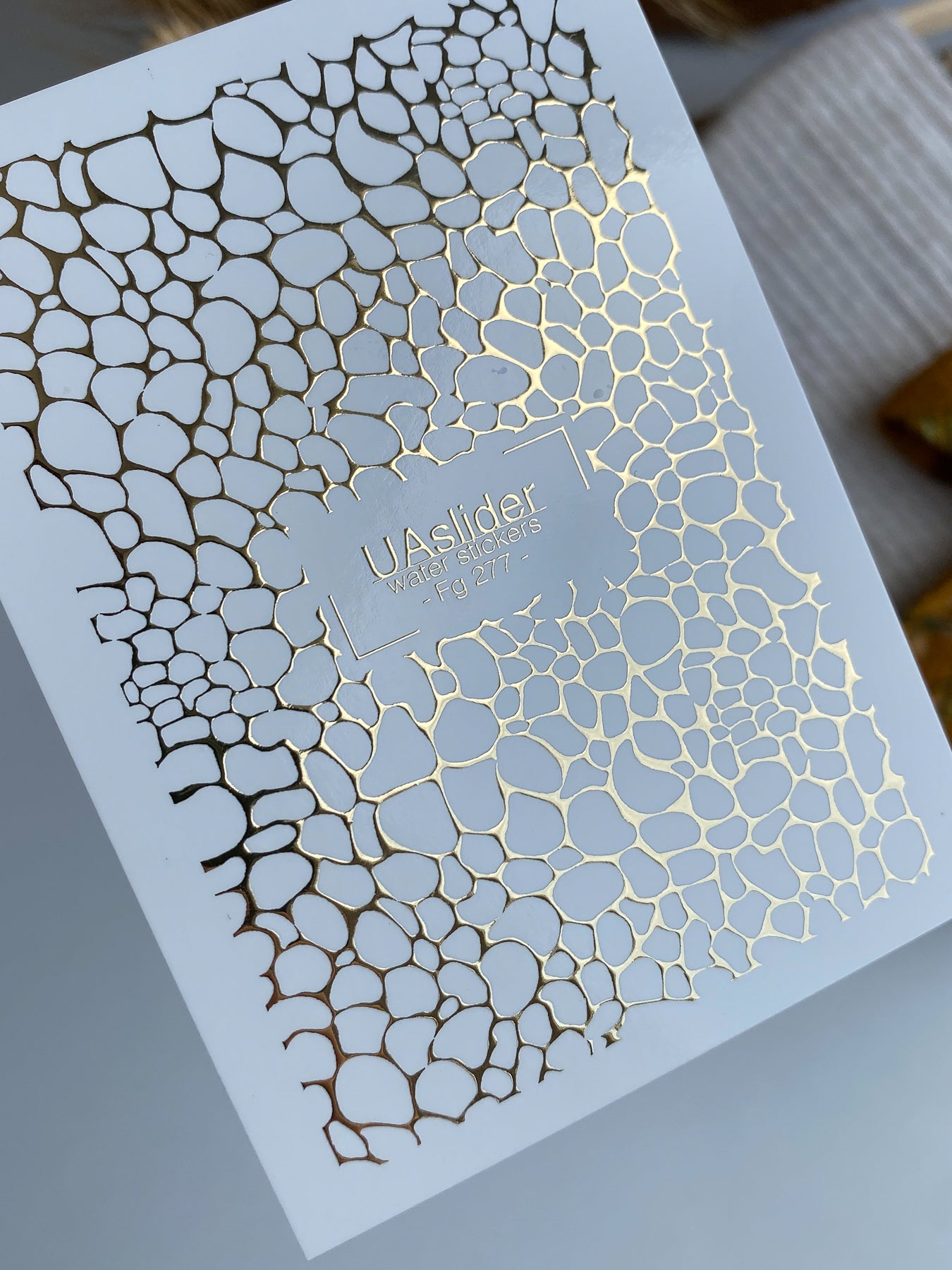 Nail Water Decal Fg-277 | Water Slide Nail Decals | Gold Foil Abstract Net Pattern