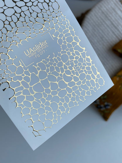 Nail Water Decal Fg-277 | Water Slide Nail Decals | Gold Foil Abstract Net Pattern