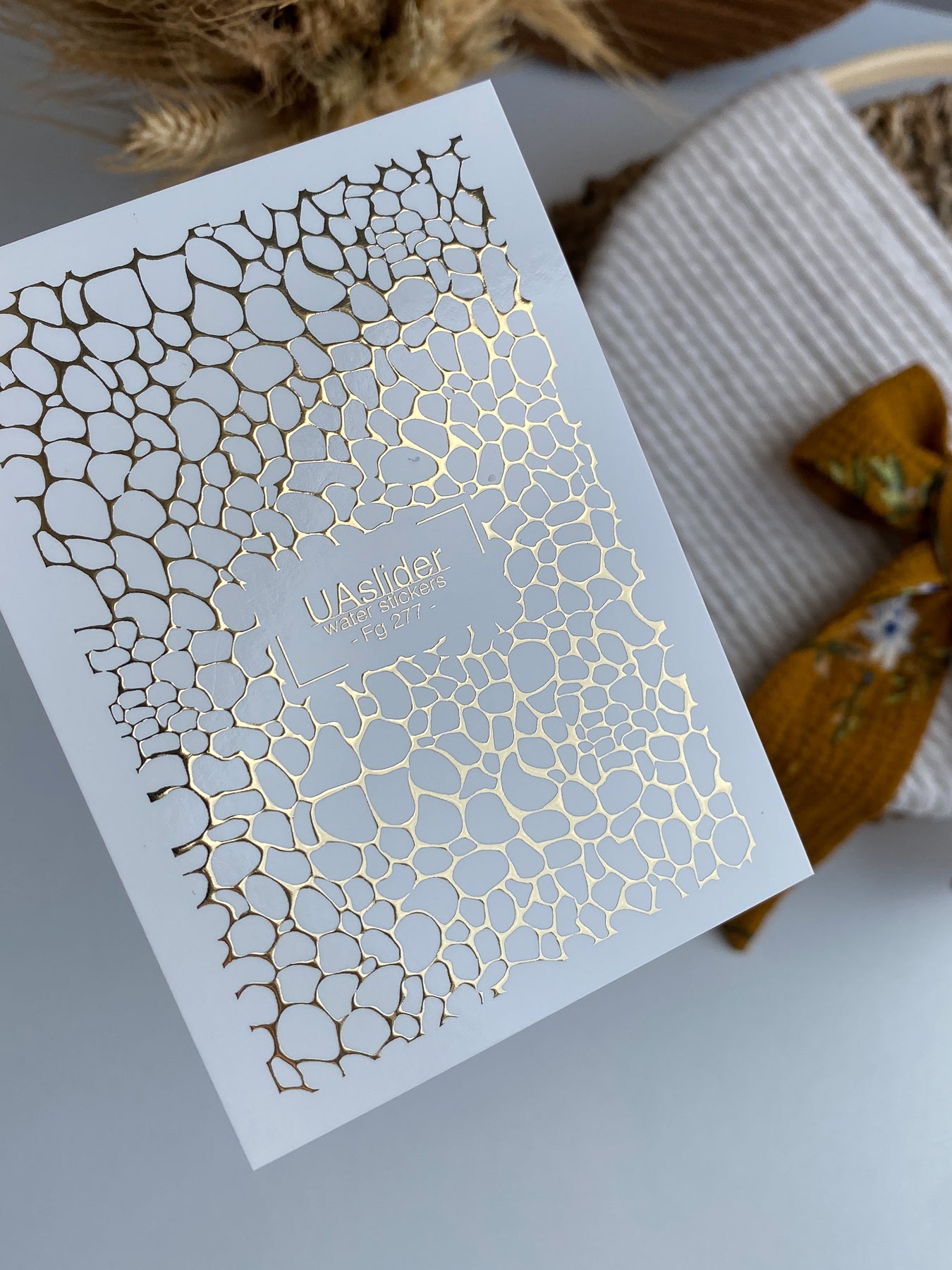 Nail Water Decal Fg-277 | Water Slide Nail Decals | Gold Foil Abstract Net Pattern