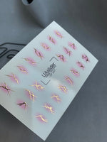 Nail Water Decal CF-247 | Abstract Nail Water Decals | Golden Lines with Pink Aura Effect - UASLIDER