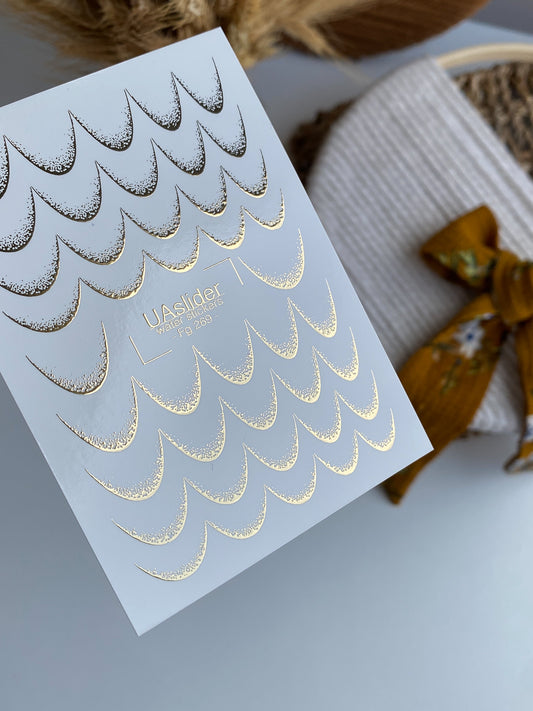 Nail Water Decal Fg-269 | French Water Slide Nail Decals | Gold Foil Gradient Lines