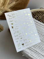 Nail Water Decal Fg-268 | Water Slide Nail Decals | Gold Foil Love & Friendship Quotes - UASLIDER