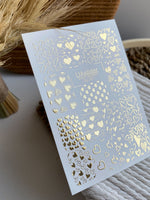 Nail Water Decal Fg-267 | Water Slide Nail Decals | Gold Foil Hearts Pattern - UASLIDER