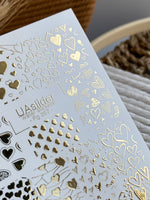 Nail Water Decal Fg-267 | Water Slide Nail Decals | Gold Foil Hearts Pattern - UASLIDER