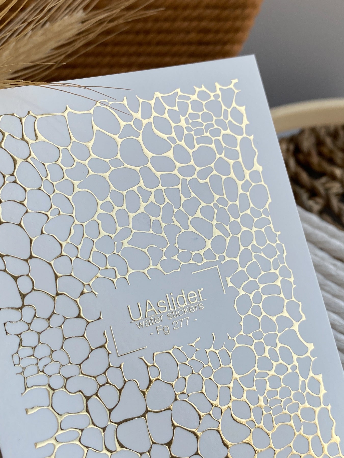 Nail Water Decal Fg-277 | Water Slide Nail Decals | Gold Foil Abstract Net Pattern - UASLIDER