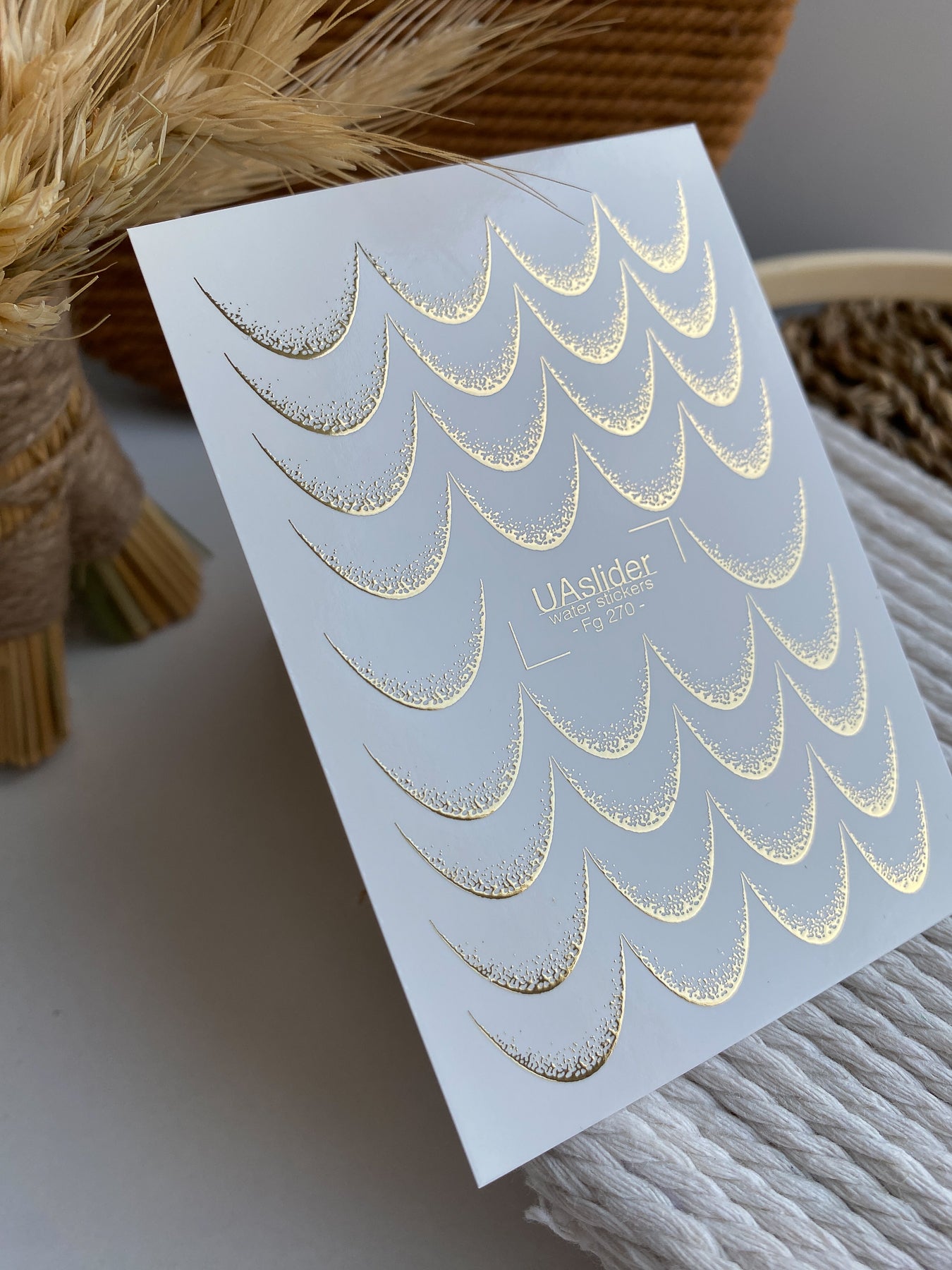 Nail Water Decal Fg-270 | French Water Slide Nail Decals | Gold Foil Ombre Lines