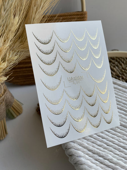 Nail Water Decal Fg-270 | French Water Slide Nail Decals | Gold Foil Ombre Lines