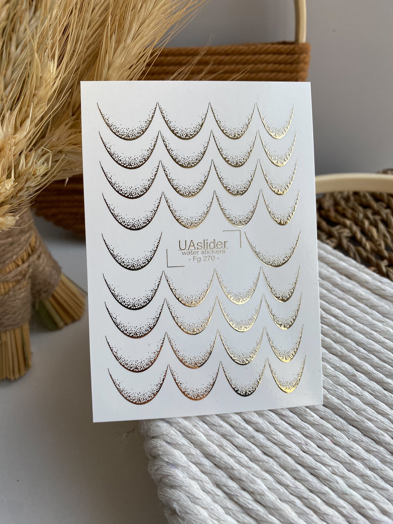 Nail Water Decal Fg-270 | French Water Slide Nail Decals | Gold Foil Ombre Lines