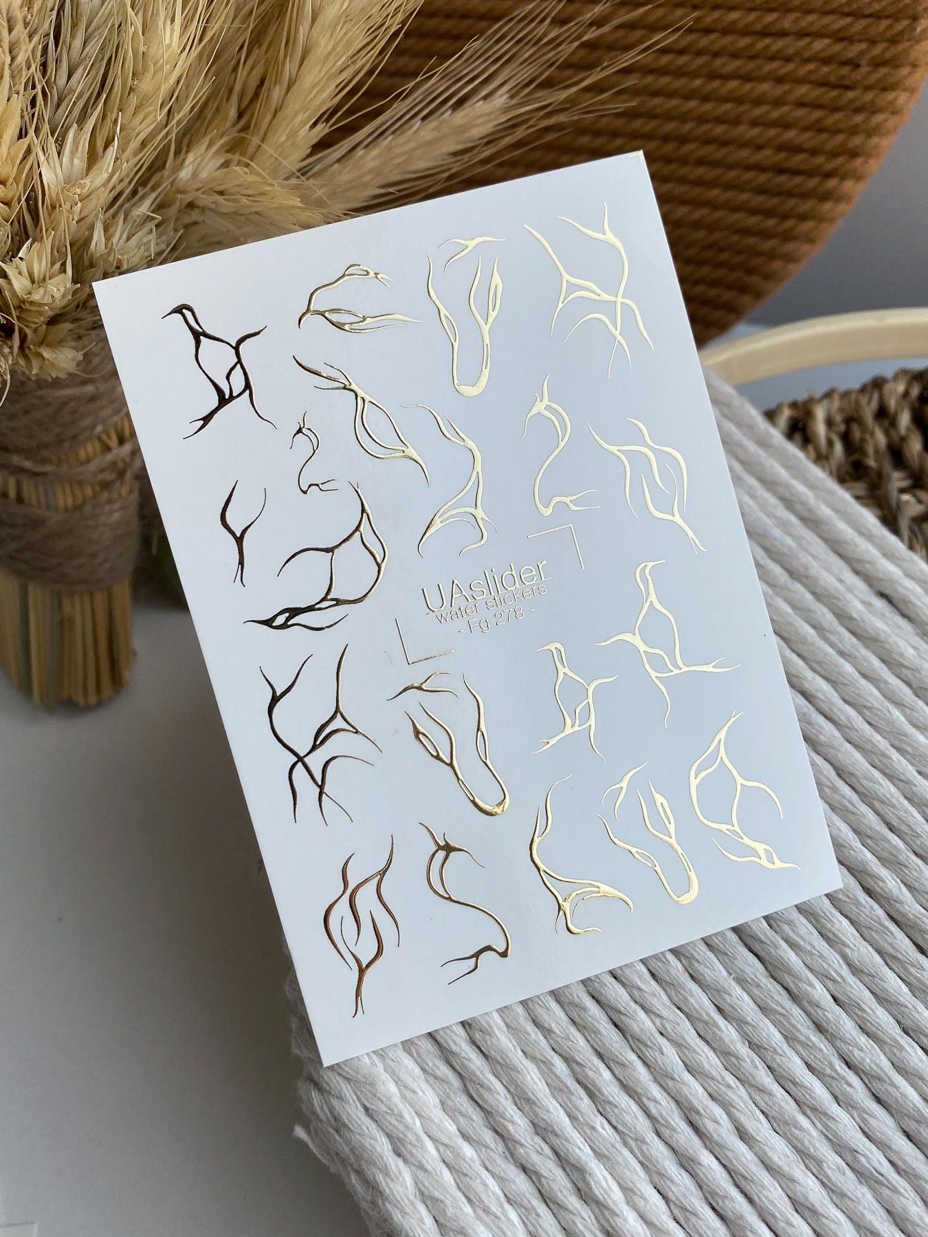 ملصق أظافر مائي Fg-278 | ملصقات أظافر انزلاق مائي | لهب تجريدي من ورق الذهب
