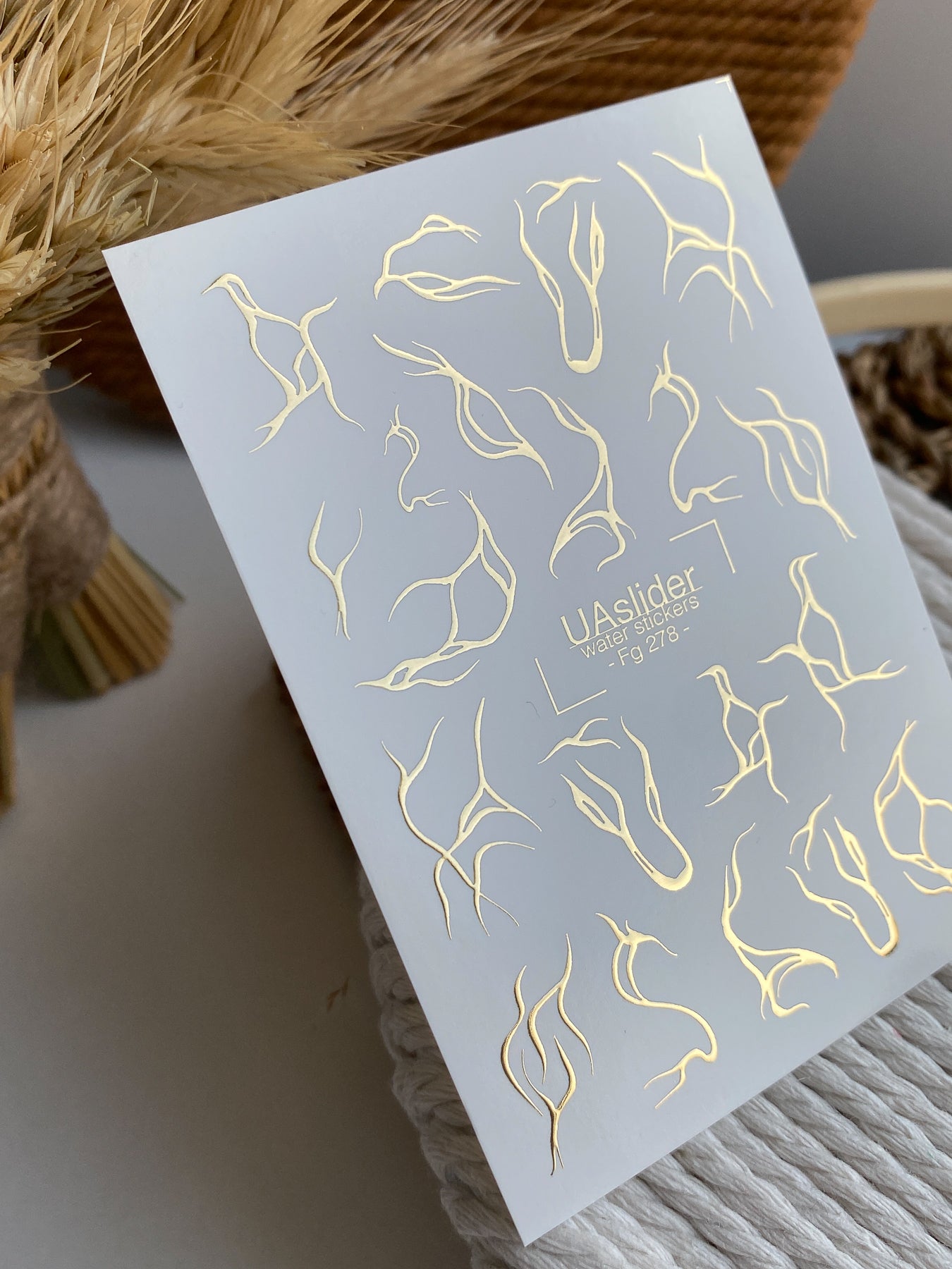 ملصق أظافر مائي Fg-278 | ملصقات أظافر انزلاق مائي | لهب تجريدي من ورق الذهب