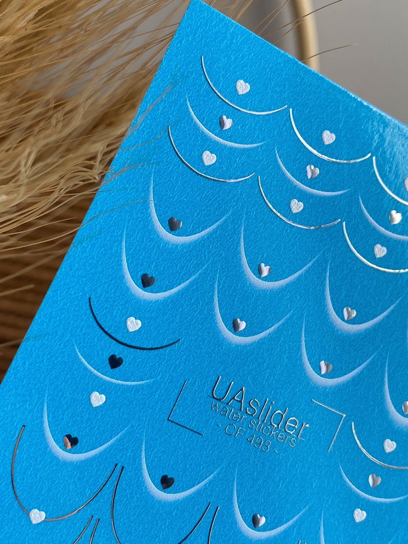 Nail Water Decal CF-493 | Silver & White Heart French Nail Water Decals | Romantic Nail Stickers - UASLIDER