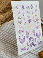 Nail Water Decal CF-487 | Lilac Blossom Nail Water Decals with Golden Accents | Floral Design - UASLIDER